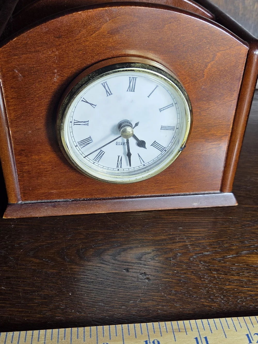Wooden Desk Clock Organizer in Brown - Unbranded